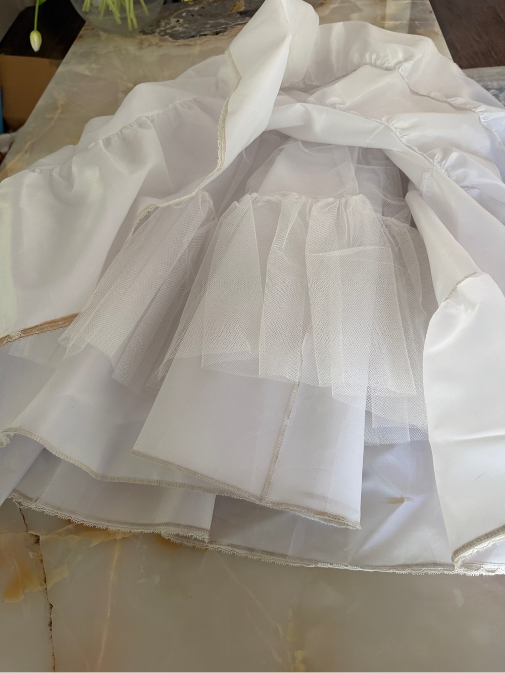 Vintage White Tiered Full-Length Women's Petticoat Skirt - Picture 8 of 11